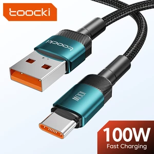 Toocki USB Type C Cable 100W Fast Charging 6A Type C Cable for Xiaomi Huawei P30 P40 Samsung POCO Realme Oneplus Data Wire