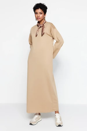 Trendyol Mink Knitted Hijab Dress