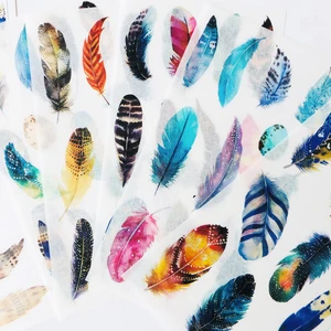 6 Sheet /Pack Dream Feathers Washi Paper Stickers DIY Decorative Stickers