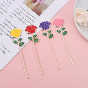 Rose Metal Bookmark Cute Coloring Embossing Bookmark Book Page Marker Valentine's Day Gifts Office School Supplies
