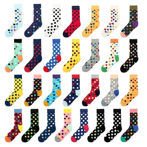 PEONFLY 2023 Fashion Colorful Dot Cotton Men Happy Socks Personality Tide Brand Harajuku Casual Funny Socks Men Meias