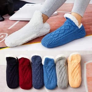 1Pair Winter Warm Floor Socks Women's Thicken Non-slip Soft Cotton Short Socks For Women Girls Kids 2023 Anti-Slip Stripes Socks