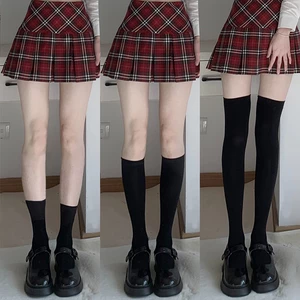 Solid Color Black White Long Socks Stockings JK Japan Style School Girls Thigh High Stockings Lolita Kawaii Cute Knee High Socks