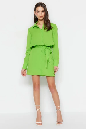 Trendyol Light Green Belted Mini Woven Shirt Woven Dress