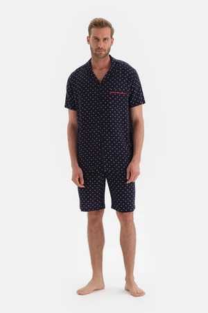 Dagi Navy Blue Printed Woven Shorts