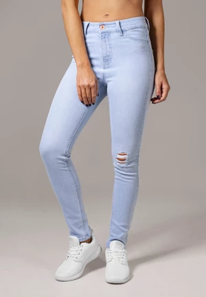 Women's Skinny High Waisted Denim Pants - Blue