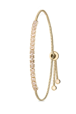 Polo Air Women's Adjustable Thin Baguette Watertrack Bracelet with Zircon Stones.