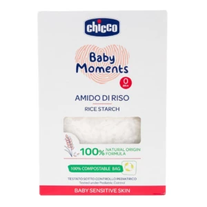 Chicco Škrob dětský rýžový do koupele zklidňující Baby Moments Sensitive 100 % BIO 250 g