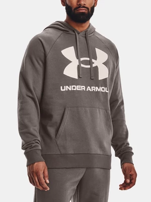 Under Armour Dark Brown Sweatshirt UA Rival Fleece Big Logo HD