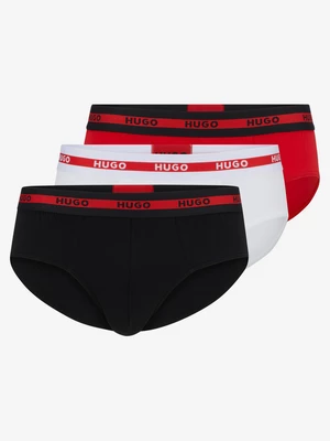 Set of three men's briefs in black, red and white HUGO