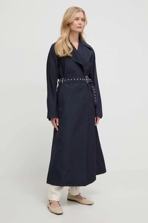 Kabát Liviana Conti dámsky,tmavomodrá farba,prechodný,oversize,F4SW23
