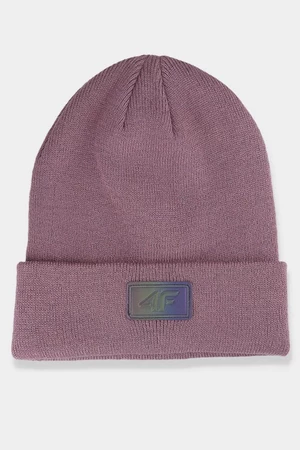 Women's winter hat with 4F logo - dark pink