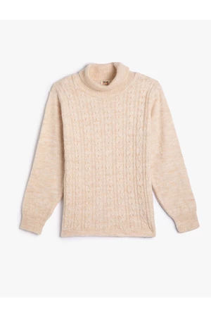 Koton Turtleneck Sweater with Knitted Hair and Long Sleeves. Soft Textured.