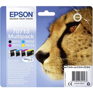 Epson Ink T0715 originál kombinované balenie čierna, zelenomodrá, purpurová, žltá C13T07154012