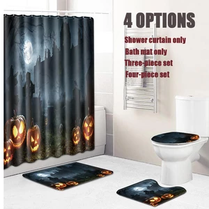Halloween Shower Curtain Toilet Soft Velvet Non-slip Kitchen Mat Type 7