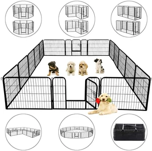 PawGiant Heavy Duty Metal Dog Exercise Playpen Fence for Indoor Outdoor 16 Panels 32 Inch Height