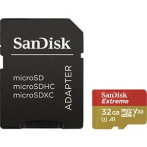 Paměťová karta microSDHC, 32 GB, SanDisk Extreme® Action Cam, Class 10, UHS-I, UHS-Class 3, v30 Video Speed Class, vč. SD adaptéru, výkonnostní standa