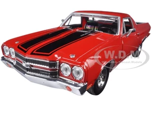 1970 Chevrolet El Camino SS 396 Red with Black Stripes 1/24 Diecast Model Car by Motormax