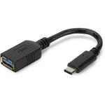 Adaptér USB 3.0 Digitus [1x USB 3.2 gen. 1 zásuvka A - 1x USB 3.0 zástrčka C ] černá kulatý, oboustranně zapojitelná zástrčka, dvoužilový stíněný