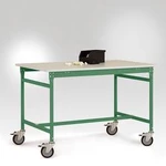 Manuflex LB4026.6011 Odkládací stolek ESD ZÁKLADNÍ mobilní s plastovým stolní deska v rezedově zelená RAL 6011, Šxhxv: 1000 x 800 x 856 mm