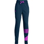 Dívčí tepláky Under Armour Rival Jogger  YXS  Techno Teal/Fluo Fuchsia