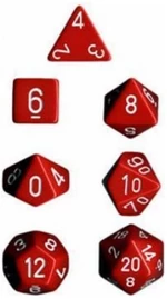 Chessex Sada kostek Chessex Opaque Polyhedral 7-Die Set - Red with White