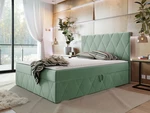 Moderní boxspring postel Silena 180x200cm, světle zelená Magic Velvet