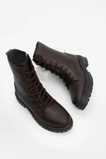Marjin Women's Boots Boots with Zipper Lace-up Serrated Sole Celare Brown Marjin Women's Boots Boots with Zipper Lace-up Serrated Sole Celare Brown