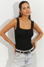 Cool & Sexy Women's Black Square Collar Knitwear Blouse