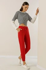 By Saygı 2 Yarn Sweatpants with Pockets, Elastic Waist and Legs.