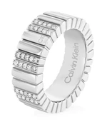 Calvin Klein Módní ocelový prsten s krystaly Minimalistic Metal 35000440 56 mm