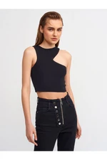 Dilvin 10173 Low-cut Collar Knitwear Crop-black