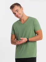 Pánske klasické bavlnené tričko Ombre BASIC s okrúhlym výstrihom - zelené