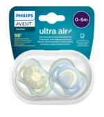 Philips Avent Šidítko Ultra air Obrázek 0-6m chlapec (duha) 2 ks