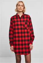 Women's Oversized Flannel Shirt Dress Black/Red