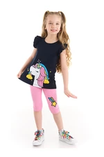 Denokids The Power of the Unicorn Girl Navy T-shirt with Pink Leggings Suit