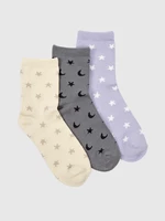 Set of three pairs of girls' socks in grey and cream GAP