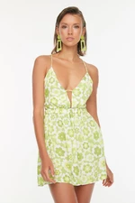 Trendyol Green Floral Print Detailed Back Beach Dress