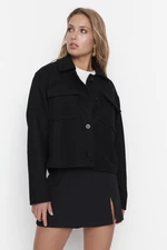 Trendyol Czarny wełniany płaszcz premium Cachet