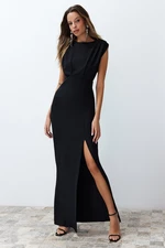 Trendyol Black Wadding Long Woven Evening Dress