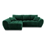 Butelkowozielony rozkładany narożnik z aksamitnym obiciem Windsor & Co Sofas Nuage, lewostronny
