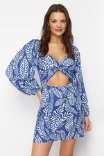 Trendyol Tropical Print Mini Woven Cut Out/Window Beach Dress