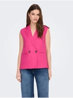 Dark pink women's linen vest ONLY Caro - Women's