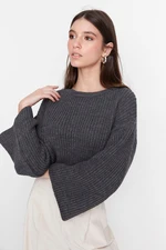 Trendyol Anthracite Crop Spanish Sleeve Knitwear Sweater