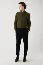 Avva Black Sweatpants Flexible Soft Texture Interlock Fabric Elastic Leg Unisex Regular Fit