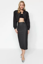 Trendyol Black Coated Midi Pencil Skirt