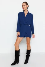 Trendyol Navy Blue Double Breasted Shorts Skirt Woven Jumpsuit