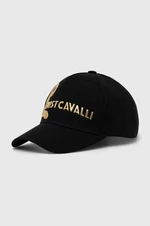 Bavlnená šiltovka Just Cavalli čierna farba, s nášivkou, 76QAZK5A ZG263
