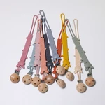 Colorful Silicone Pacifier Holder with Wood Clip BPAFree Pacifier Holder for Baby Boys & Girl Best Newborn Shower Gift