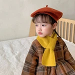 Comfortable Warm Soft Solid Color Knitted Ins Style Winter Windproof Children's Scarf Korean Style Wrap Shawl Muffler